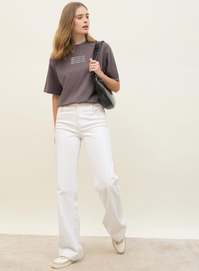 ستايلي تيشيرت بطبعة شعار كبير الحجم - Image 3